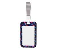 Colorful Feathers Print Badge Holder with Lanyard, Hard Plastic Vertical Name ID Card Badge Holders