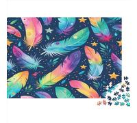 Colorful Feathers Puzzle - Premium Jigsaw Puzzles For Adults - Jigsaws 1000 Piece Jigsaw Puzzles For Adults - Unique Cut Jigsaw Board - Adult Puzzles And Puzzle Board for Stress Relief 1000pcs (75x50c