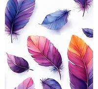 Colorful Feathers Self Adhesive Wallpaper Watercolor Style Contact Paper Peel and Stick Wallpaper Thicken Waterproof Matte with Sticky Back Canvas Wall Cabinets Furniture Stickers Decorate 0.4×10 m
