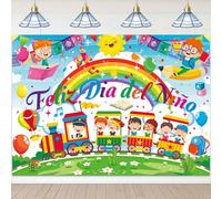 Colorful Feliz Dia Del Niño Banner Backdrop 8x6FT Mexican Children's Day Background for Student Children's Day of Mexico Fiesta Party Decorations for School Classroom