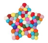 Colorful Felt Balls Trivet Handmade Drink Coasters Funny Double Side Absorbent Round Hot Pads for Kitchen Dining Table Pentagram