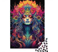 Colorful Female Portrait 1000 Piece Jigsaw Puzzle Paper for Adults Fantasy Floral Headpiece Puzzle Game for Family Stress Relief Gift 38x26cm/1000pcs