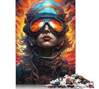 Colorful Female Soldier Puzzle Premium 100% Recycled Board 100% Recycled Cardboard Jigsaw Puzzle for Kids And Adults Age 12 Years Up 1000pcs (75x50cm)