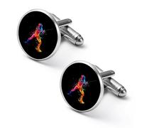 Colorful Fencing Player Mens Classic Cufflinks Custom Shirt Cuff Links Jewelry Accessories for Business Wedding 0.7" 0.8"