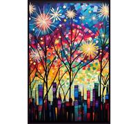Colorful Firework Skyline Mosaic Notebook | Bright Rainbow City Journal | 6x9” 150 Lined Pages: Vibrant Stained Glass Fireworks & Abstract Urban ... School Notes, Planning & Creative Journaling