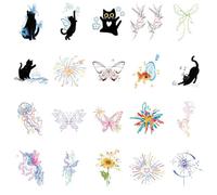 Colorful Fireworks Cat Butterfly Small Fresh Tattoo Stickers Girls Arm Finger StickersA:60 * 65mm