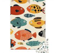 Colorful Fish 1000 Piece Precise Interlocking Ocean Print Jigsaw for Teens Digital Detox Travel Friendly Puzzle Stay at Home Fun Zero-gap Fit 52x38cm/1000pcs