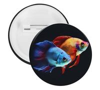 Colorful Fish Badge Metal Round Pins, Lightweight Brooch for Backpack, Fashion Button Pins Badge for Shirts, Jackets, Shawl Coat, Unisex, 5PCS, Tinplate, metal round pins