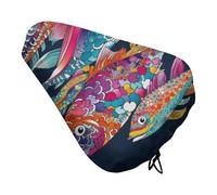 Colorful Fish Bike Seat Cover Waterproof Bicycle Seat Cover Washable Bikes Seat Cushion Cover with Drawstring Rainproof Dustproof Bike Saddle Cover for Mountain Road Bicycle