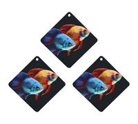 Colorful Fish Car Air Freshener, 3 Pcs Rhombus Hanging Air Freshener Cards, Long Lasting Fragrance Scented Cards for Car, Home, Office Black-style