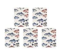 Colorful Fish Car Air Freshener Hanging Incense Chips 5 Pack Automotive Scented Hanging Sheets for Car Home Auto Interior Decor Square,black-style