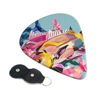 Colorful Fish Cartoon Printed Guitar Picks, 6 Pack with Leather Keychain Pick Holder - 0.46mm, 0.71mm, 0.96mm Assorted Thickness for Acoustic Ukulele, Electric Guitar, Acoustic Guitar, Bass