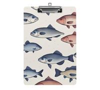 Colorful Fish Clipboard, A4 Acrylic Clipboard with Hanging Hole, Ultra-Light Clip Board - Holds 100 Sheets, Shatterproof Document Holder for Office, 12.5" X 8.5"