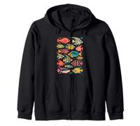 Colorful Fish Graphic Beach Women's Tropical Ocean Sea Life Zip Hoodie