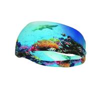 Colorful Fish Groups Sports Headbands Moisture Wicking Athletic Terry Cloth Sweatband Sweat Absorbing Head Band