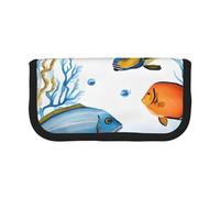 Colorful Fish in The Sea Large Capacity Canvas Pencil Case, Sturdy and Durable, Easy to Store in an Orderly Manner