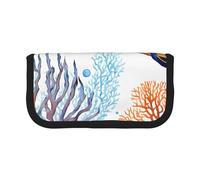 Colorful Fish in The Sea Print Pencil Case Big Capacity Pencil Bag Makeup Pouch Durable Students Stationery with Double Zipper for School/Office