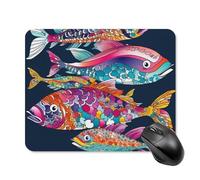 Colorful Fish Mouse Pad 20 * 25cm - Non-Slip Rubber Base Mouse Mat Portable Square Desk Mat for Office, Laptop, Travel, Wireless Mice Mats - Waterproof & Durable Design