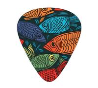 Colorful fish pattern guitar pick set, 3 different thicknesses, 12 pieces for a variety of instruments