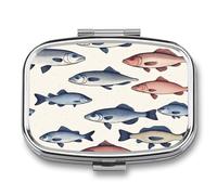 Colorful Fish Pill Case Travel Portable Pocket Pill Box 2 Compartment Medicine Case Large Capacity Daily Pill Cases Vitamin Organizer Medicine Organizer Small Pill Box