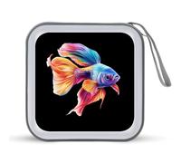 Colorful Fish Portable Zipper CD Case 40 Capacity DVD Collection Holder for Car Office Home Travel