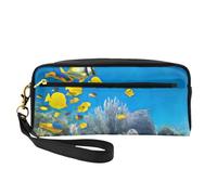 Colorful Fish Print Leather Small Makeup Bag â€“ Reusable Cosmetic Accessories Organizer, Travel Toiletry Bag