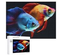 Colorful Fish Puzzle for Adults Wooden Jigsaw Puzzle for Mother's Day Premium Puzzle with Unique Art Design Challenging Brain Teaser Birthday Gift for All Ages 500 PCS