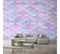 Colorful Fish Scale Wallpaper for Living Room, Geometry Modern Wall Mural for Bedroom, Non-Woven Photo Wallpaper Home Decor 400X280cm, Wall Decoration D19