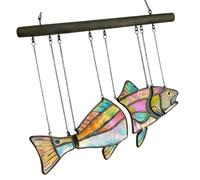 Colorful Fish Suncatchers Stained Glass Window Hanging Glass Panel with Rope Sun Catchers Decors Birthday Gift Colorful Fish Sun Catchers
