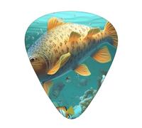 colorful fish under the sea Print Guitar Picks 12-Pack - Assorted Thickness Picks with Storage Box & Assorted Unique Design for Acoustic, Electric, Bass, and Ukulele Players