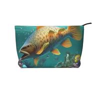 Colorful Fish Under The sea Printed Corduroy Makeup Bag for Travel & Daily Use, Stylish Pouch Purse Case Cosmetic Bags Organizer for Women