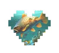 colorful fish under the sea Printed Jigsaw Puzzle 10.8x12.8 CM, Heart-Shaped Puzzle Challenging Game for Adults, Fun Decorative Wall Decor
