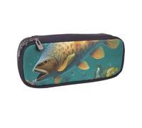 Colorful Fish Under The sea Printed Pu Leather Pencil Case Box Flip Pen Bag and Makeup Cosmetic Holder for Girls Boys School Students