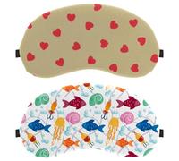 Colorful Fishes Hook Snail Octopus 2-Pack Light-Blocking Soft Breathable Eye Masks with Eye Patches and Sleep Masks