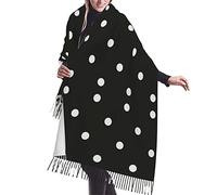 Colorful Fishes Large Scarf Cashmere Feel Pashmina Shawl Wraps Soft Warm Blanket Scarves Gift Men Women, Black and White Polka Dot, One Size