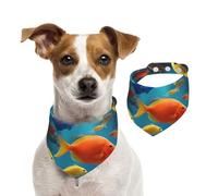 Colorful Fishes Print Christmas Pet Scarf Wear Gift Accessory For Holiday Special Parties Occasions