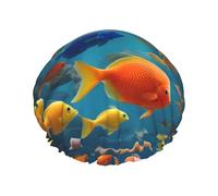Colorful Fishes Print Shower Cap for Women Funny- Reusable | Novelty Hair Cap for Bathing | Layer Hat