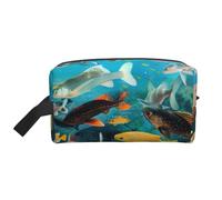 Colorful Fishes Printed Makeup Bag Large Travel Cosmetic Bags Waterproof Cosmetic Case Toiletry Bag Organizer for Women Mom Girls