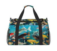 Colorful Fishes Printed Travel Duffle Bag for Men Women Large Sport Gym Bag Handbag with Shoulder Strap for Travel Weekend Fishing Hunting