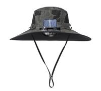 Colorful Fishing Hat Wide Brim Solar Fan Wide Brim Solar Fan Outdoor Solar USB Charging Solar Powered Fan Hat Fishing Hat Boy 47, Army Green, One Size