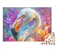 Colorful Flamingo Art Print Jigsaw Puzzles Puzzles for Adults Kids. 1000 Pieces Whimsical Challenge Toy Educational Game Home Decoration for Educational Games Gifts 70x50cm/1000pcs