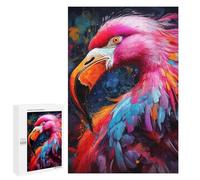 Colorful Flamingo Artwork-2, 1000 PCS Wooden Brain Teaser for Adults, Relaxing Home Activity, with A Decorative Finished Picture