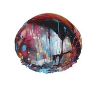 Colorful Flamingos Printed shower cap, reusable, specially designed for women's long hair, double-layer structure, suitable for bathing.