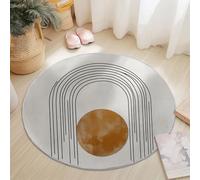 Colorful Flannel Round Rug, Abstract Lines Simple Sun Pattern, Super Soft Machine Washable Not Easy to Fade Rug, 60 cm Non-Slip Round Carpet for Living Room Kids Room Dining Room Decor
