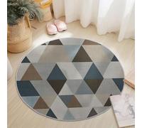 Colorful Flannel Round Rug, Geometric Triangles Simple Modern Pattern, Super Soft Machine Washable Not Easy to Fade Rug, 160 cm Non-Slip Round Carpet for Living Room Kids Room Dining Room Decor