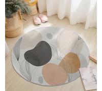 Colorful Flannel Round Rug, Simple Lines Geometry Pattern, Super Soft Machine Washable Not Easy to Fade Rug, 150 cm Non-Slip Round Carpet for Living Room Kids Room Dining Room Decor