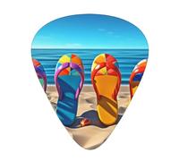 Colorful Flip Flops Beach Ball 12 Pack Guitar Plectrums With Storage Case, 0.46/0.71/0.96mm, Including Thin, Medium Thick Guitar Plectrums For Electric Guitars Bass Ukulele