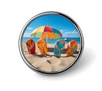 Colorful Flip Flops Beach Ball Badge,Comfort Light in Weight Round Emblem Cute Funny Decor Brooch Smooth Does Not Fade Badges for Hats Jackets Coat Shirt