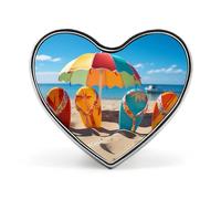 Colorful Flip Flops Beach Ball Badges Heart with Button Design, Personalized Picture Pin Brooches, Heart Badge Holders for Decorate Hat Shirt Clothing Bag Accessories