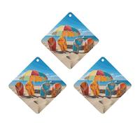 Colorful Flip Flops Beach Ball Car Air Freshener Hanging Incense Chips 3 Pack Automotive Scented Hanging Sheets Rhombus for Car Home Auto Interior Decor